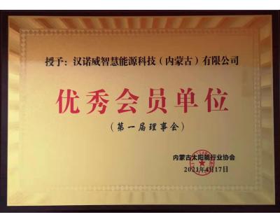 內蒙古太陽能行業(yè)協(xié)會第一屆理事會優(yōu)秀會員單
